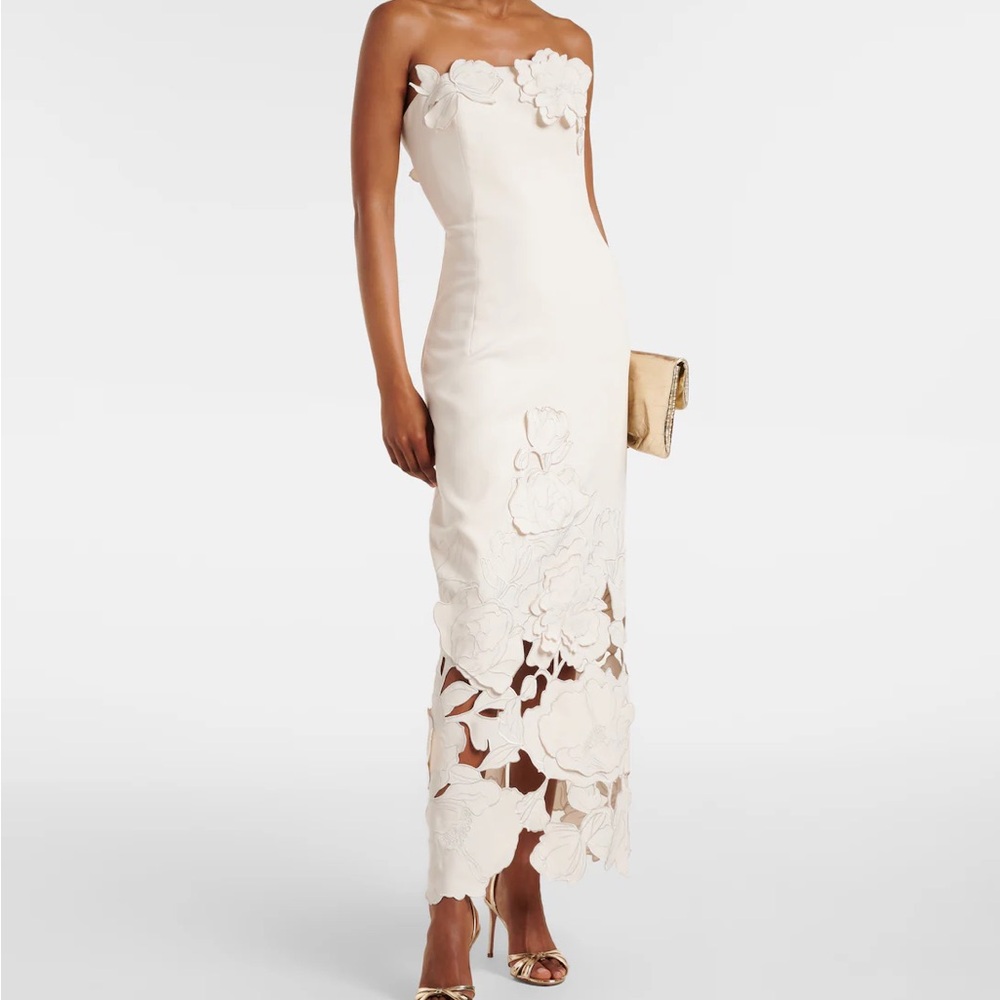 Leo Lin Rayna Appliqué Bustier Maxi Dress - Vanilla
